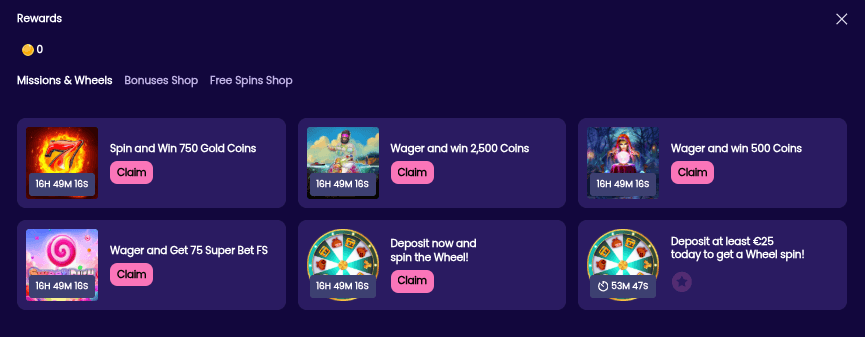 Andromedasino Casino Missions